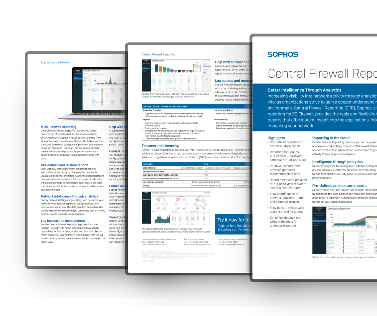 Produktillustration von Sophos Firewall Reporting mit früherer Central-Bezeichnung