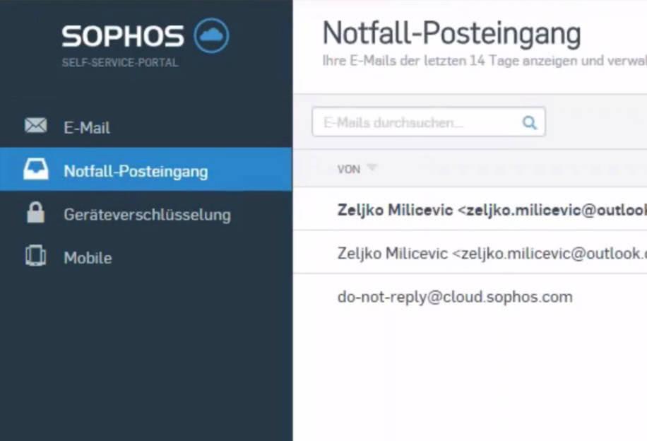 Notfall-Posteingang im Sophos Central Email Gateway