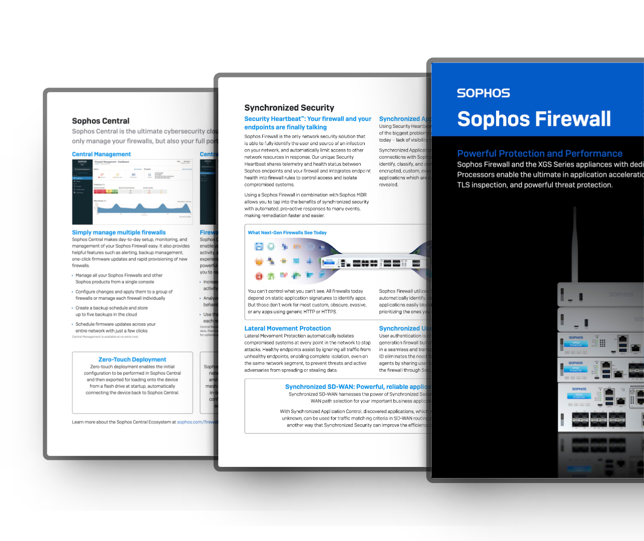 Auswahl an Sophos Firewall Datenblättern und Broschüren